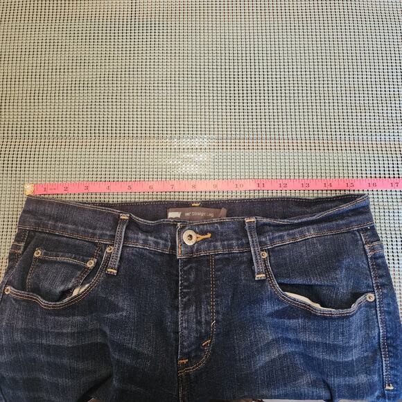 Levi's 505 Women's Straight Leg Jeans, Sz 8, Blue Whiskered Faded Dark Wash - Picture 3 of 9